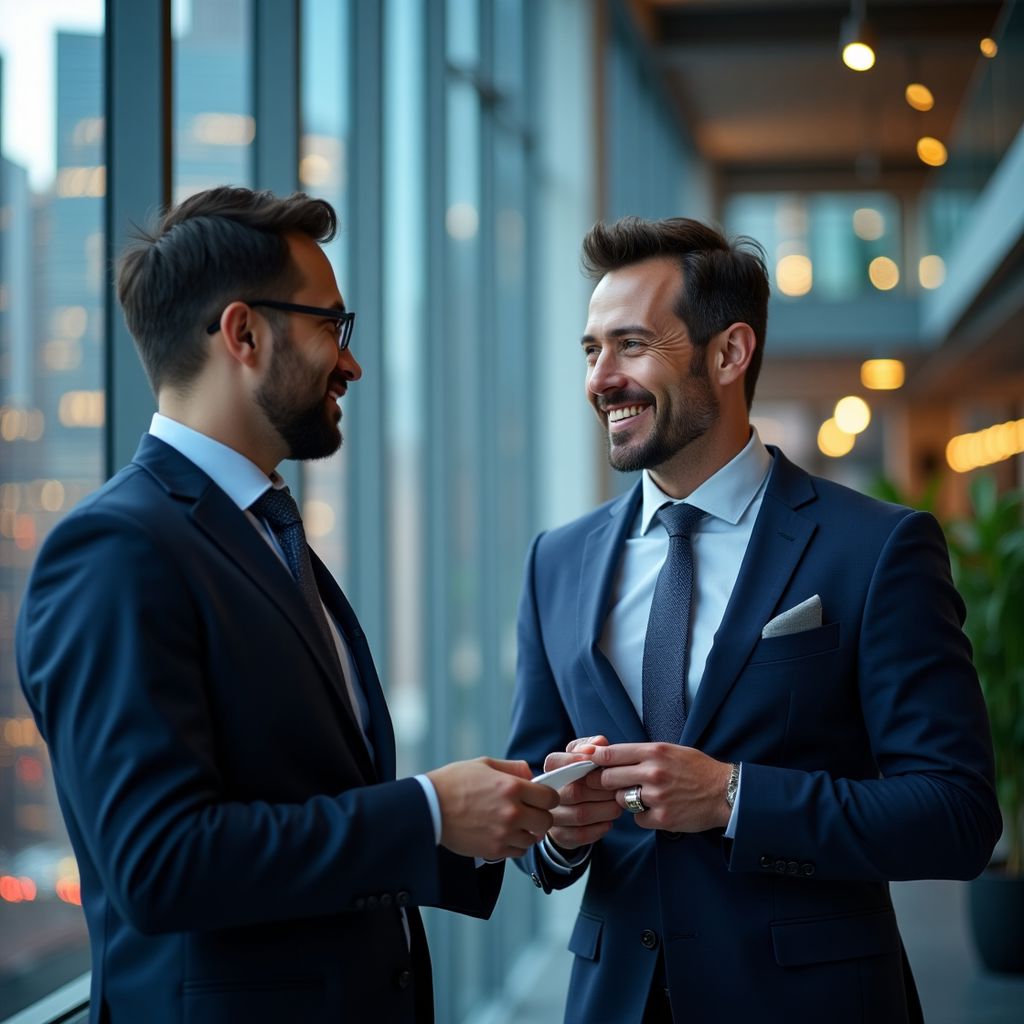 בעל מפעל מתחום התעשייה מחייך כשקיבל את המימון שרצה