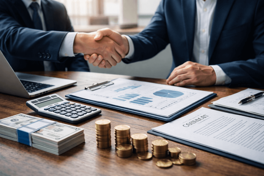 הסכם מימון חוץ בנקאי לעסקים בליווי מקצועי ולחיצת יד
